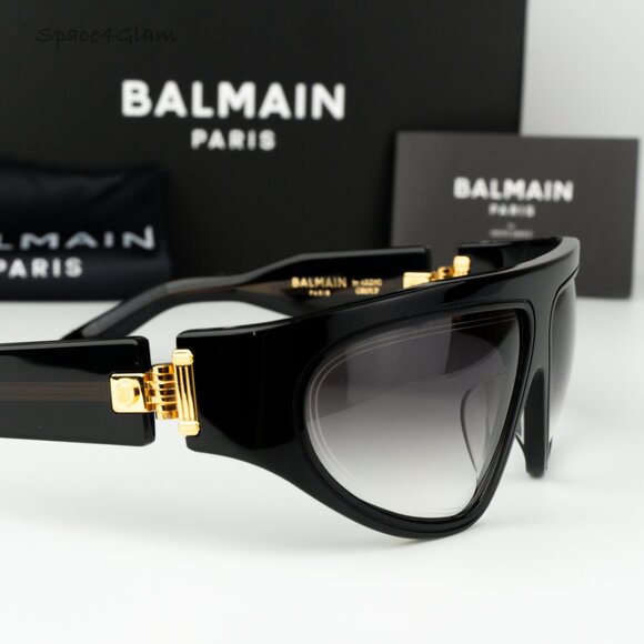 Balmain Men Sunglasses B-ESCAPE BPS-143A-62 Black Grey Gradient Wraparound NEW - Picture 4 of 13